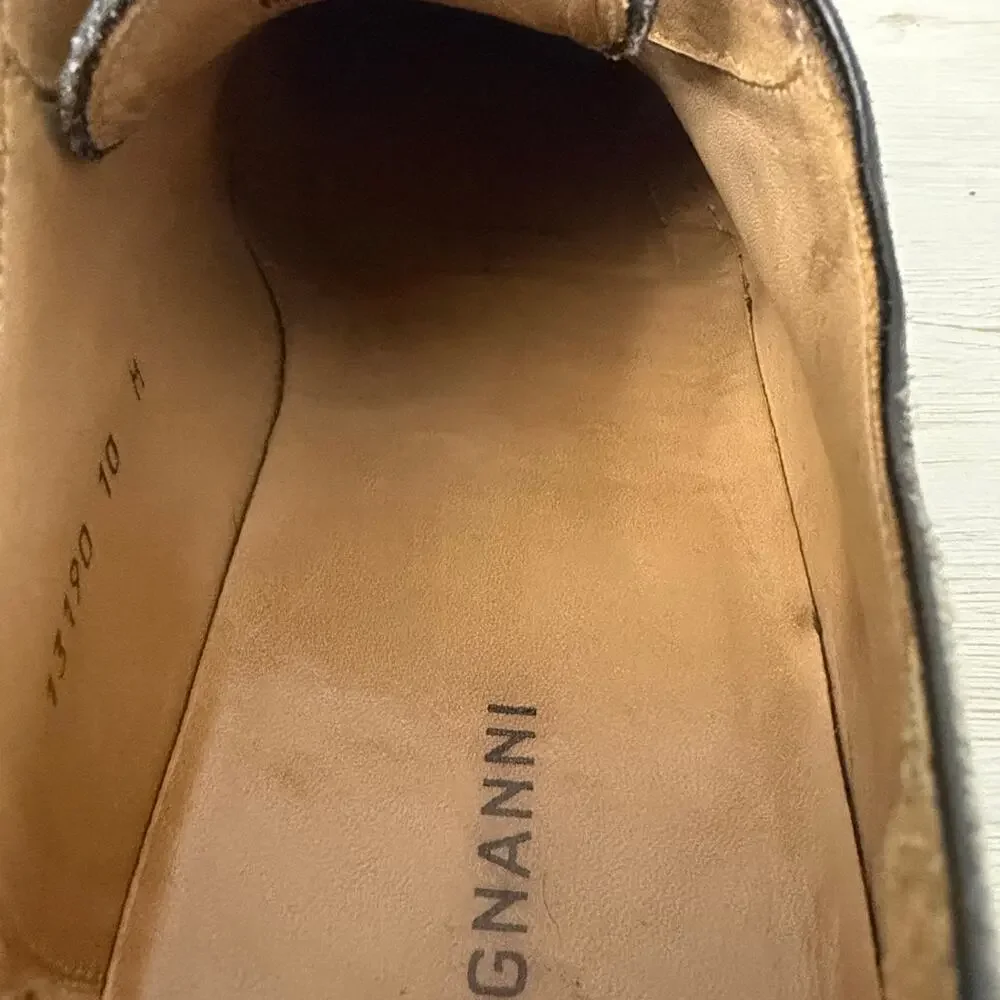 Magnanni Vaughan Dress Shoes Mens Size 10 M Oxford Hand Painted Dark Brown Spain